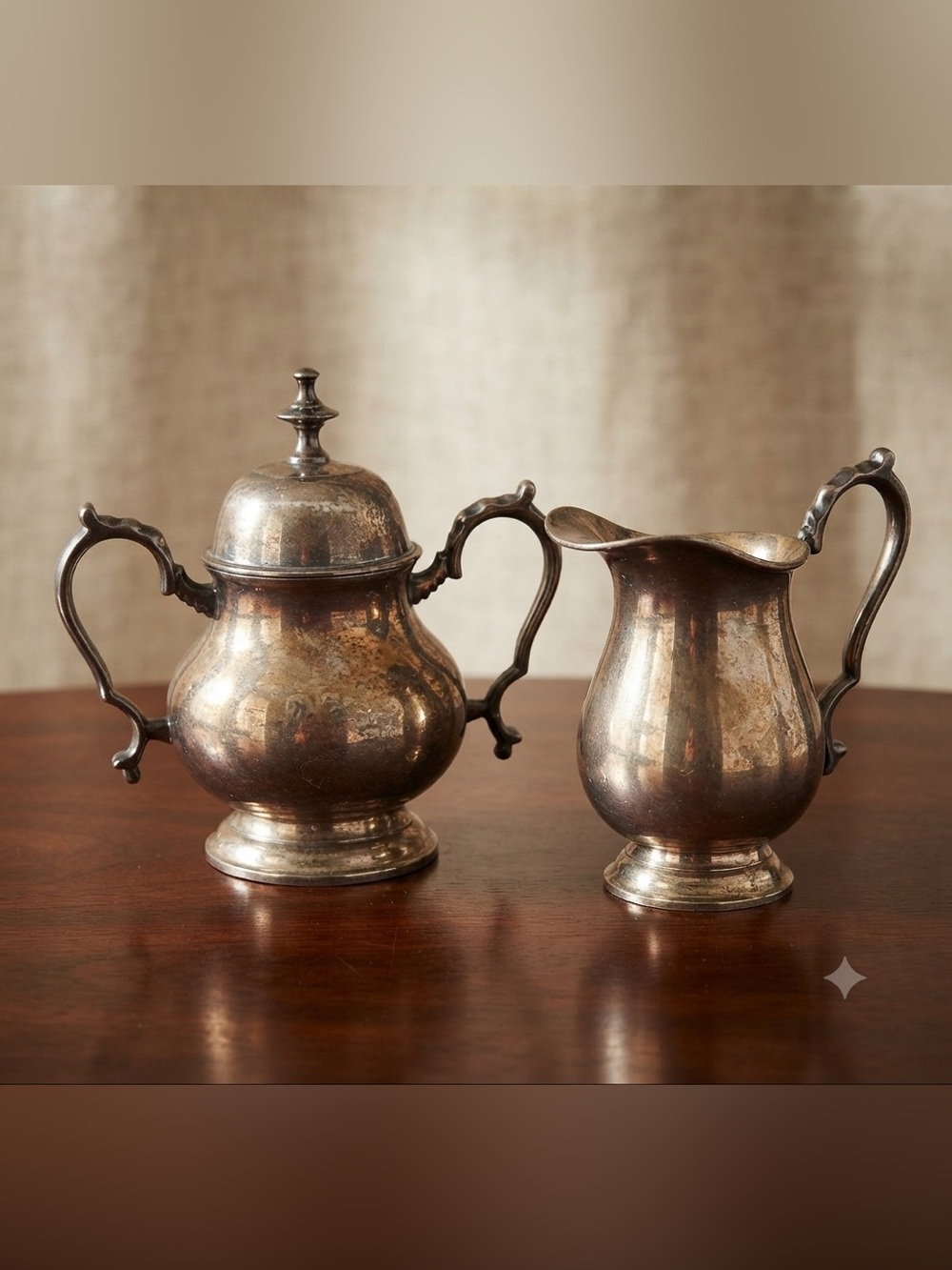 Vintage ESPN A1 Silver Creamer and Sugar Set